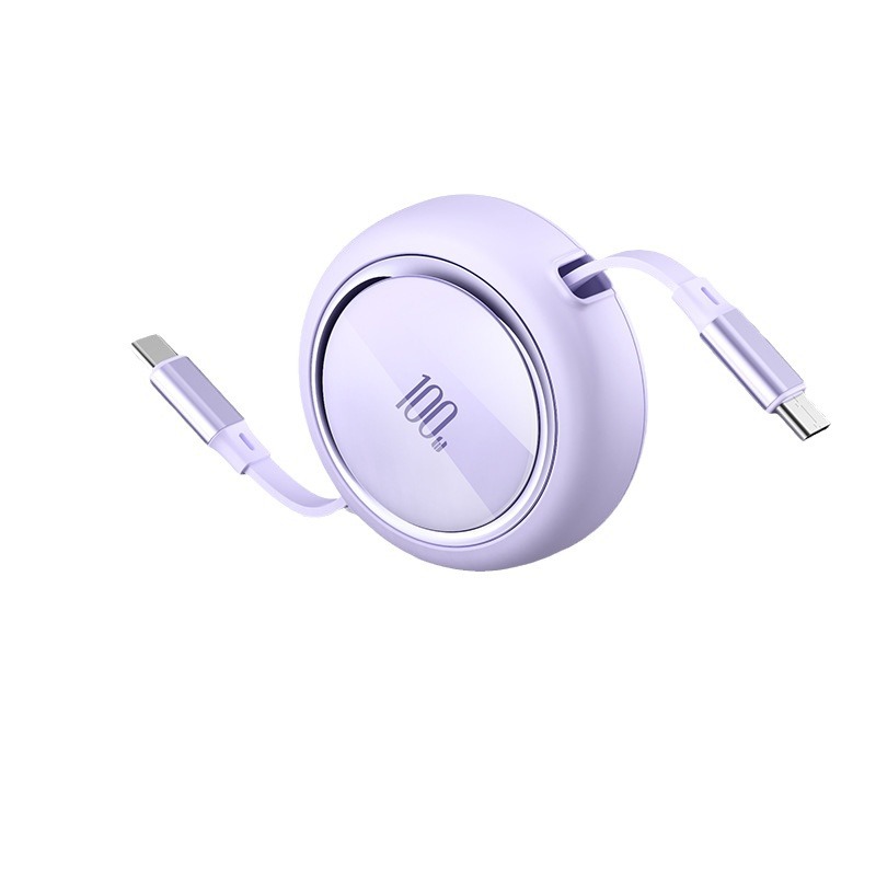 100W telescopic PD single-wire data cable is suitable for Apple 15 Huawei dual-TYPE-C charging Emarker at will