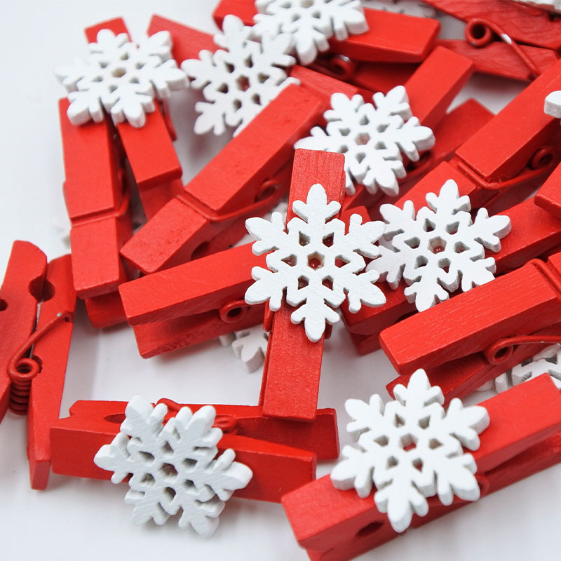 3.5cm Christmas Series Wooden Clip Wholesale Christmas Decorative Wooden Clip Christmas Tree Gloves Fawn Snowflake