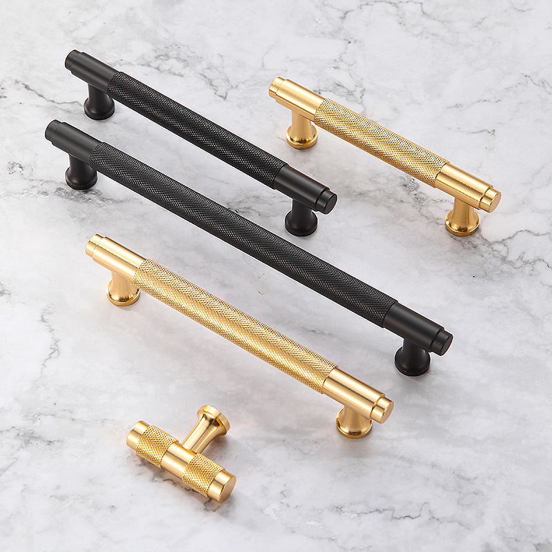 Nordic Modern Embossed Aluminum Profile Black Gold Wardrobe Door Handle Light Luxury Simple TV Bathroom Cabinet Furniture Handle