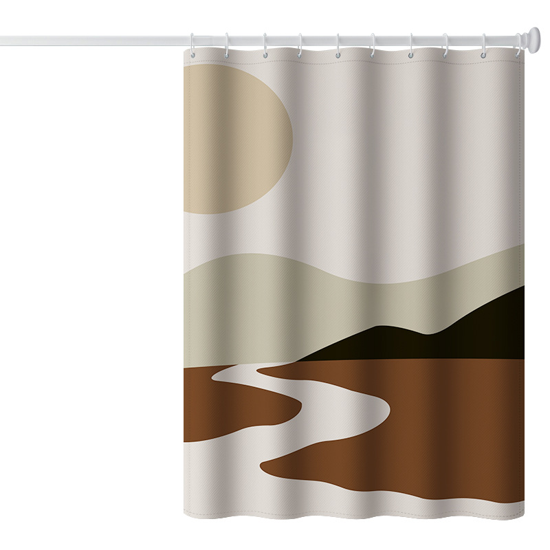 Shower Curtain Toilet Waterproof Shower Partition Curtain Punch-free Toilet Dry and Wet Partition Curtain Cross-border Mildew-proof Partition Curtain