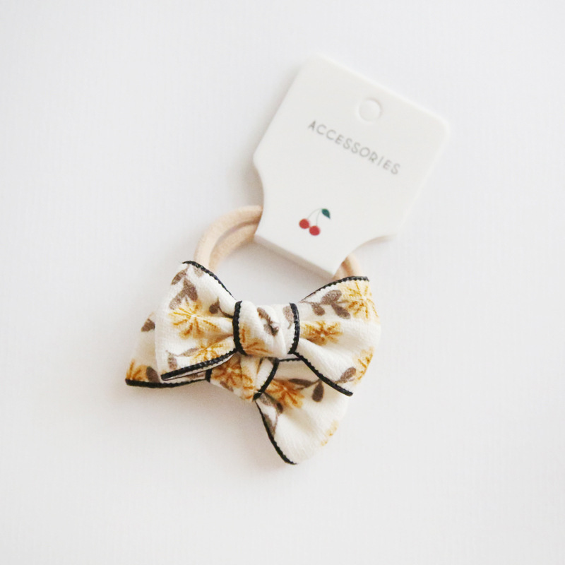 A137 cross-border factory wholesale cute children's headdress hair accessories simple bow basic hair rope rubber band 1 pair