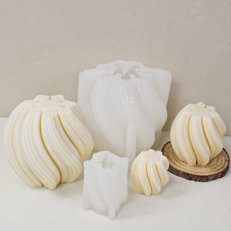 Chukai Cross-border Rotating Wave Aromatherapy Candle Silicone Mould diy Simple Style Home Ornaments Gypsum Abrasives