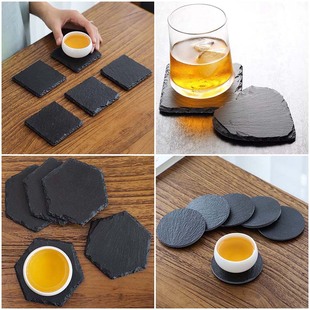 Japanese-style natural rock coaster hand chisel slate whiskey slate coaster cocktail stone coaster tea coaster