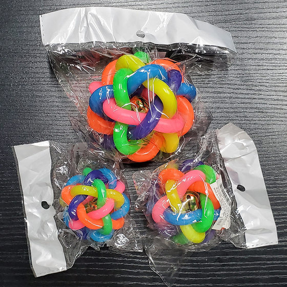 Colorful bell ball small size rubber woven ball puppy bite sound pet toy ball pet supplies wholesale