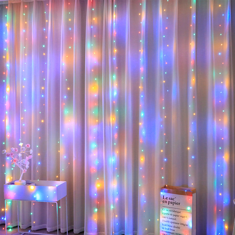 Factory direct supply led copper wire curtain light string usb remote control Christmas decoration atmosphere light string large wholesale