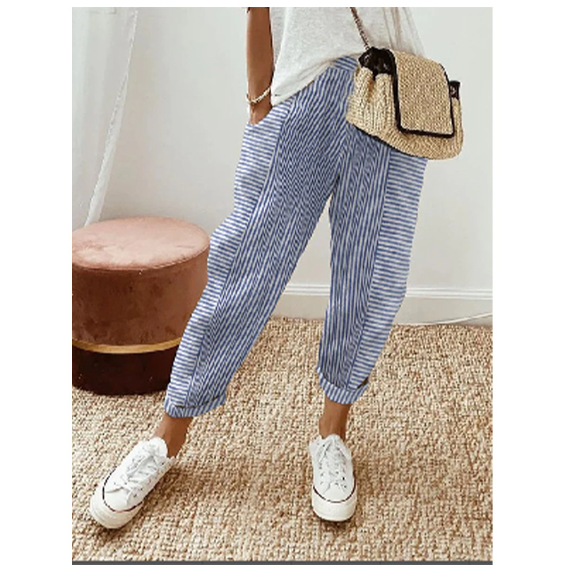 2023 Summer New Woven Jacquard Stripe Patchwork Design Loose Casual Pants for Children