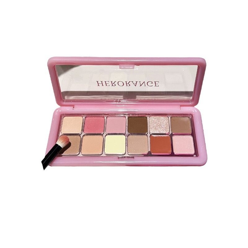 HERORANGE ~ 12 color eyeshadow plate matte fine flash highlight natural repair brightening light color blush female