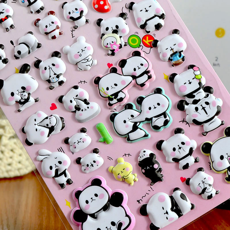 Shanle SL-ST Cute Panda Three-dimensional PVC Bubble Stickers Children's Stickers Kindergarten Children's Reward Stickers