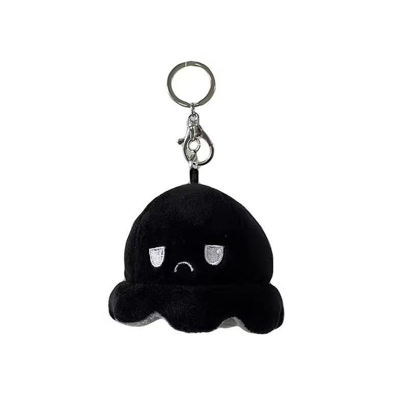 Cute Flip Face Small Octopus Pendant Bag Couple Keychain Plush Hanging Flip Octopus Bag Accessories