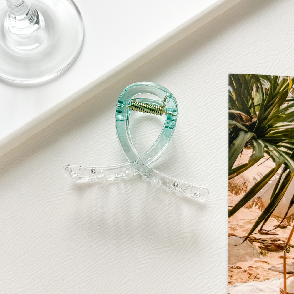 Fermaglio per capelli trasparente da 7 cm, piccolo fermaglio per squalo, dolce fermaglio per capelli, per ragazze, con piastra, colore caramella, mezzo nodo, accessori per capelli_voghion.com
