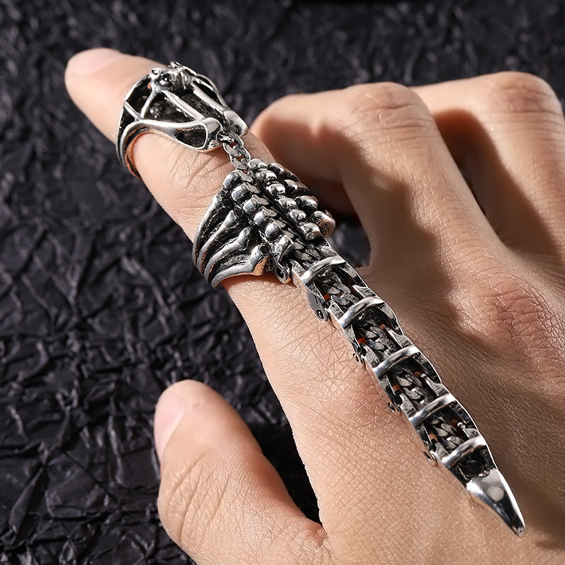 European and American personality domineering keel movable joint hip hop old retro hipster rock punk Dragon dragon spine ring
