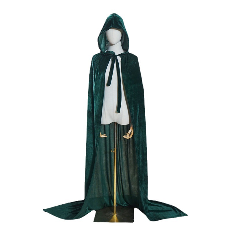 European and American Style Halloween Cloak Anime Cosplay Witch Prince Velvet Cloak Hooded Lace-Up Costume Accessories