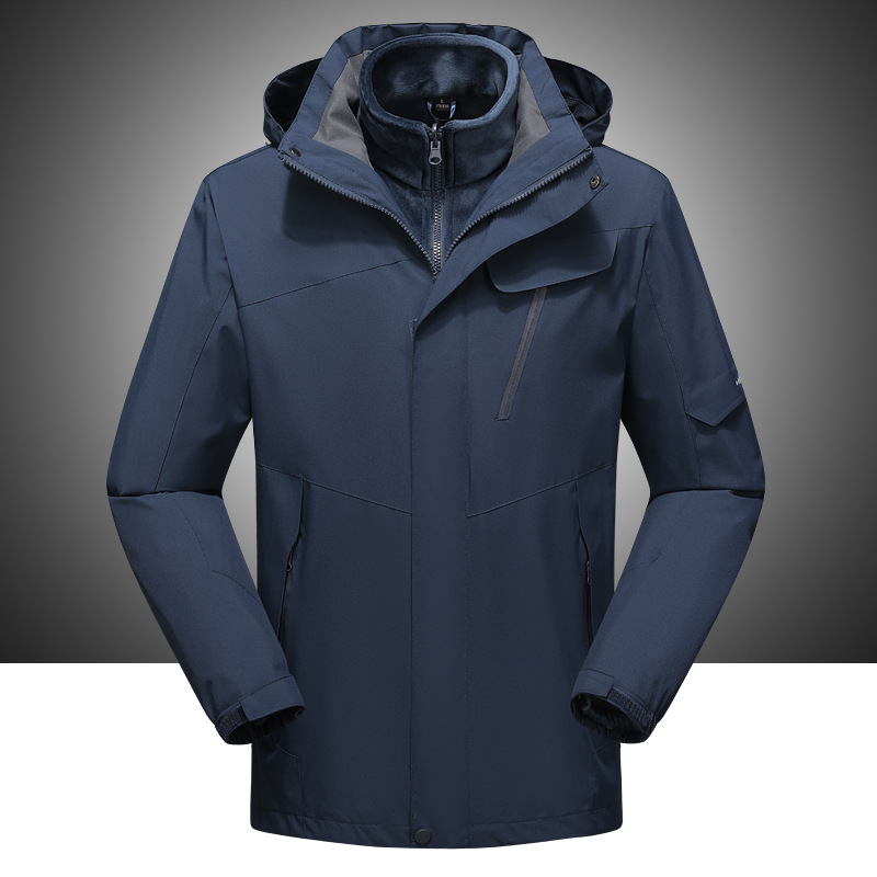 Three-in-one jacket men's detachable group purchase winter outdoor fleece-lined warm waterproof windproof two-piece set women's
