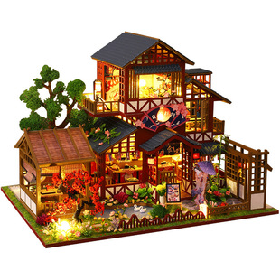 Qiaolexing diy cabin P015 and Xiju Japanese antique courtyard villa house model hand-assembled gift