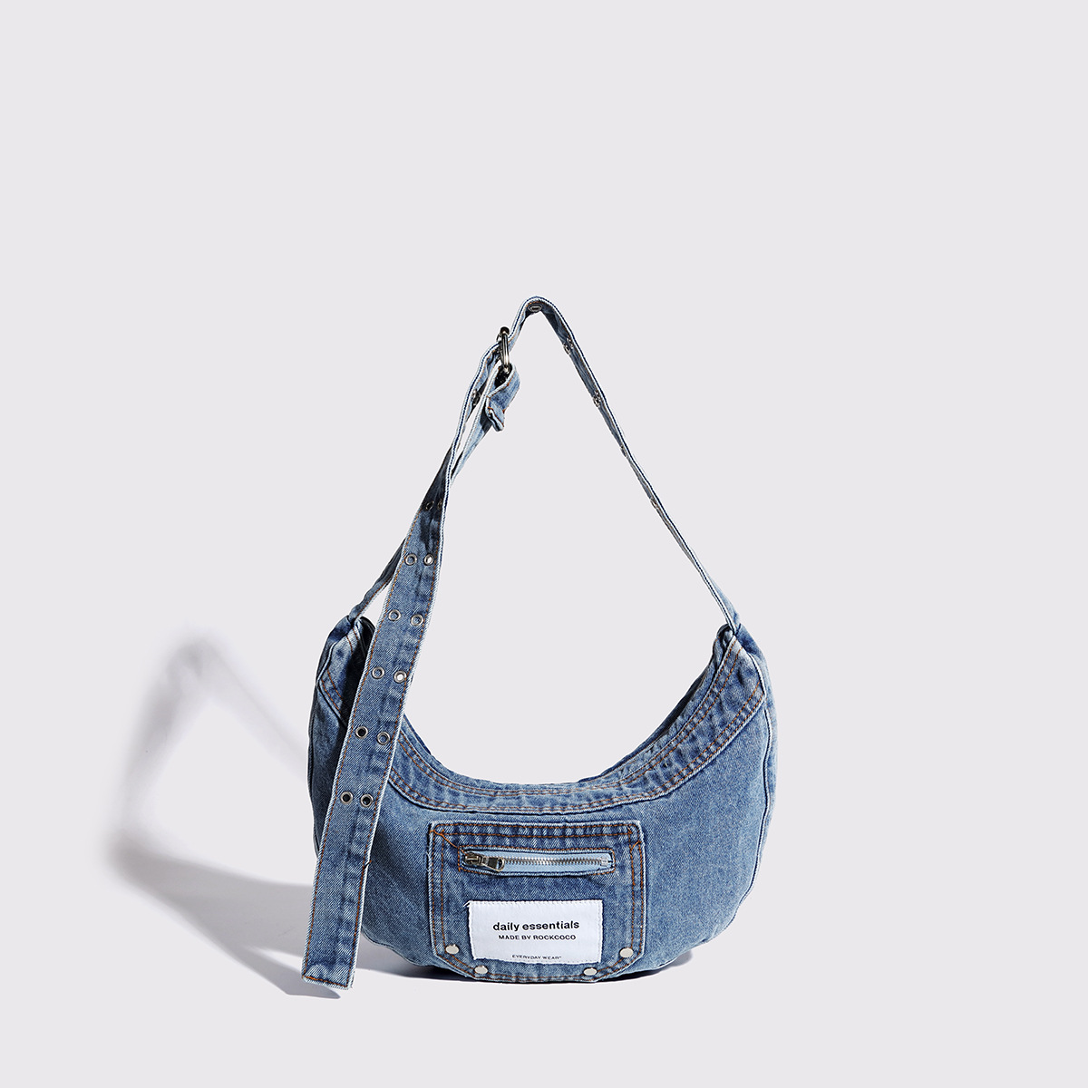 2024 New Armpit Bag Niche Design Retro Washed Denim Bag High-end Dumpling Bag Sweet Cool Spice Girl All-match Trendy