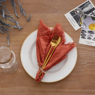 Factory spot tassel gauze napkin cotton napkin table runner placemat Western napkin festival party decoration