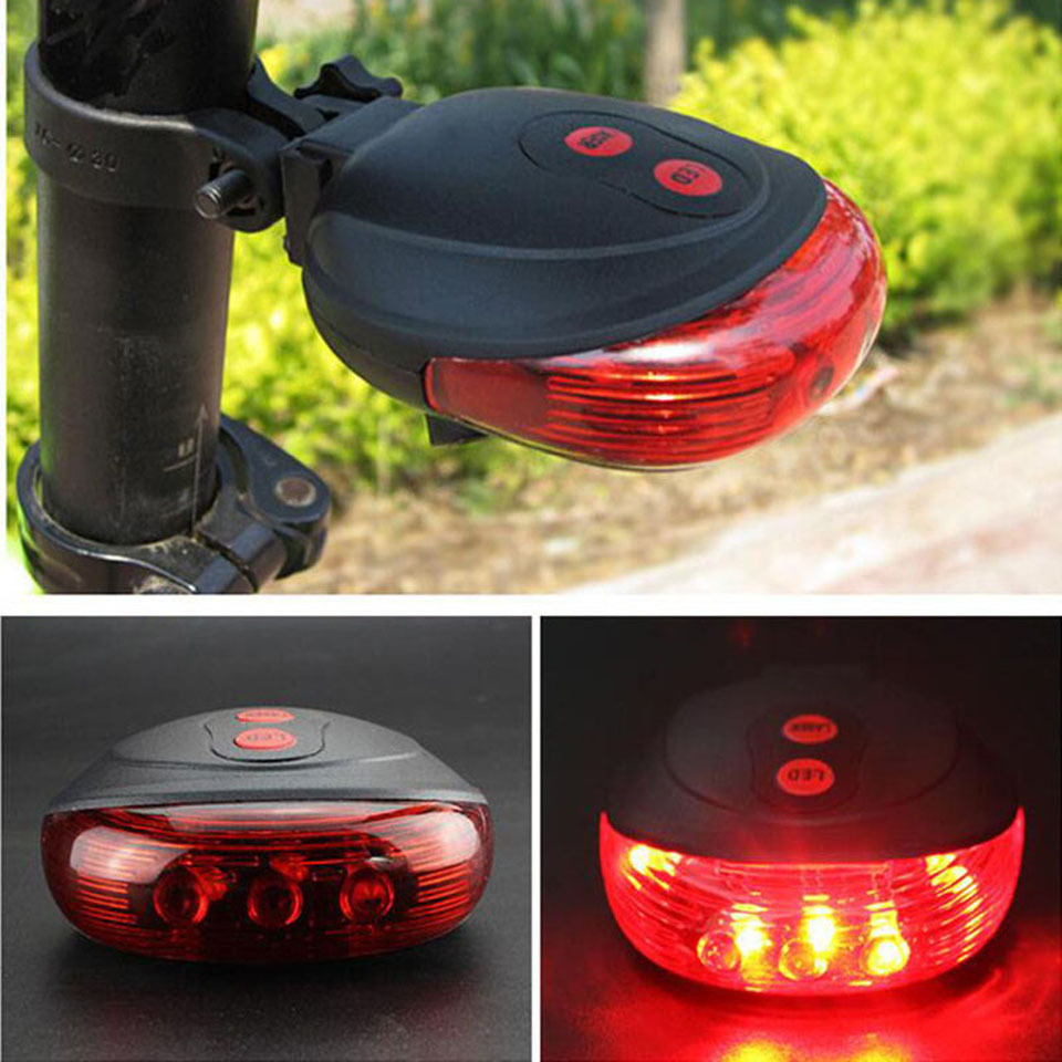 Bicycle parallel line laser taillight 5led safety warning night riding light portable quick release battery rear taillight