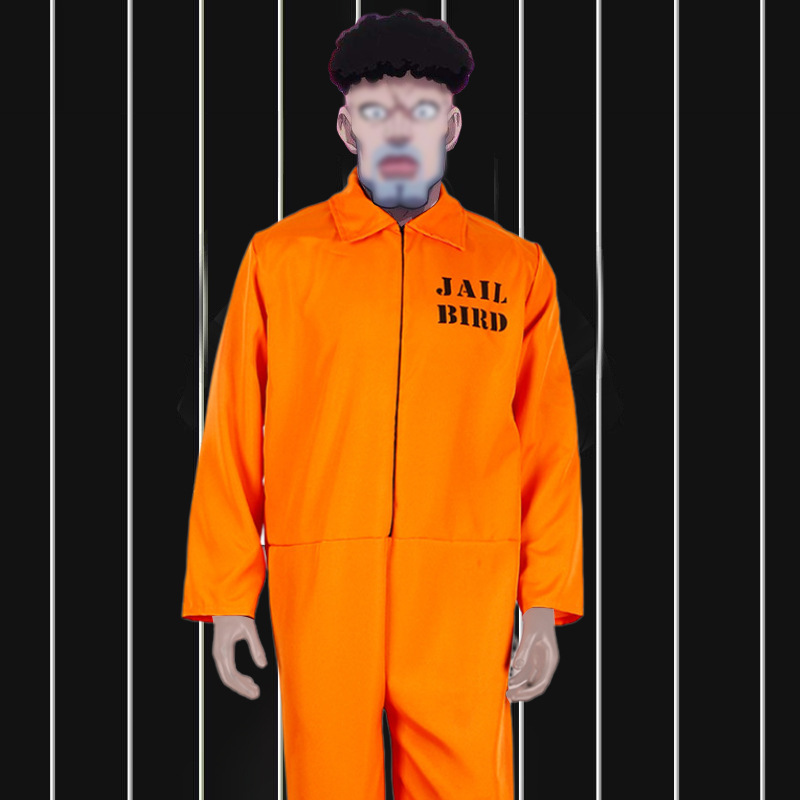 2020新款歐美男囚犯服跨境萬聖節男士成人橙色囚服cosplay服裝