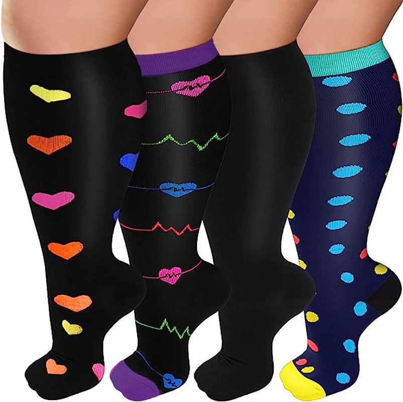 Meias de pressão de nylon para enfermeiras, fertilizantes Plus, meias de compressão para corrida e fitness para homens e mulheres, modelos europeus e americanos_voghion.com