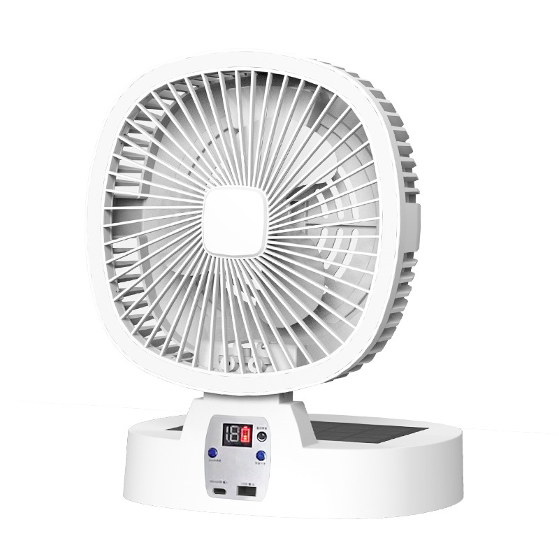 Cross-border new solar fan home outdoor camping fan USB charging long battery life remote control folding fan