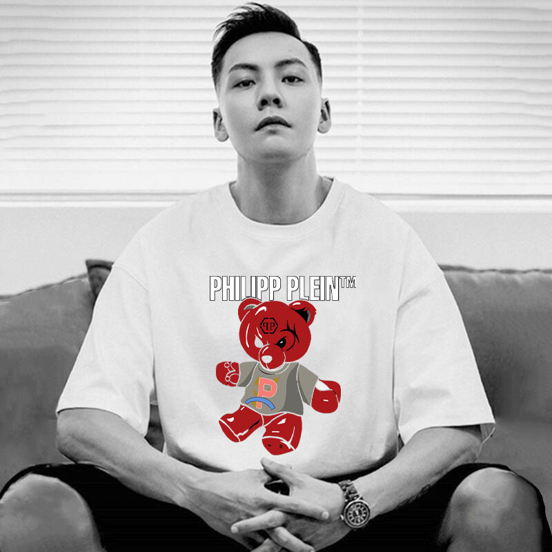 Short-sleeved T-shirt Printed Round Neck Simple Casual T-shirt Loose Student ins Trendy T-shirt All-match Men's Trendy Pullover T-shirt