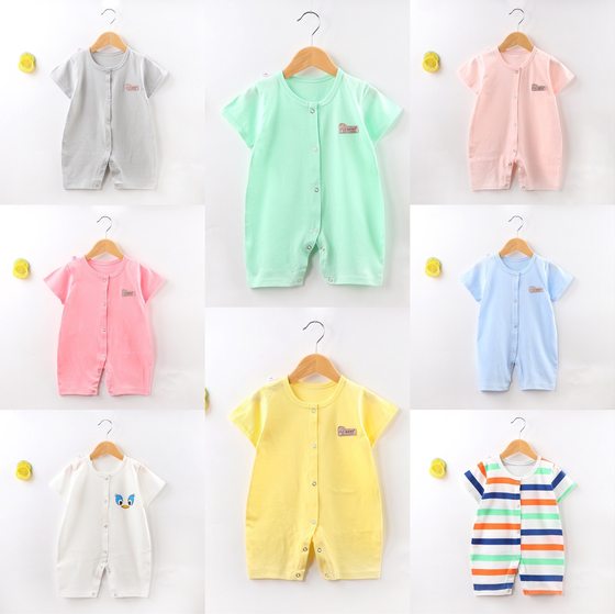 Baby Jumpsuit Short Sleeve Summer Newborn Hattie Class A Baby Climbing Jumpsuit Baby Clothes Wholesale Children's Wear