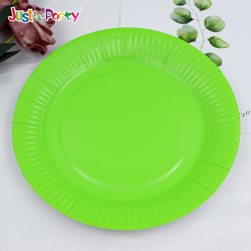 Birthday Party Disposable 7-inch Paper Plate Paper Plate Bowl Color Disc Holiday Party Cake Fast Food Plate Factory Batch