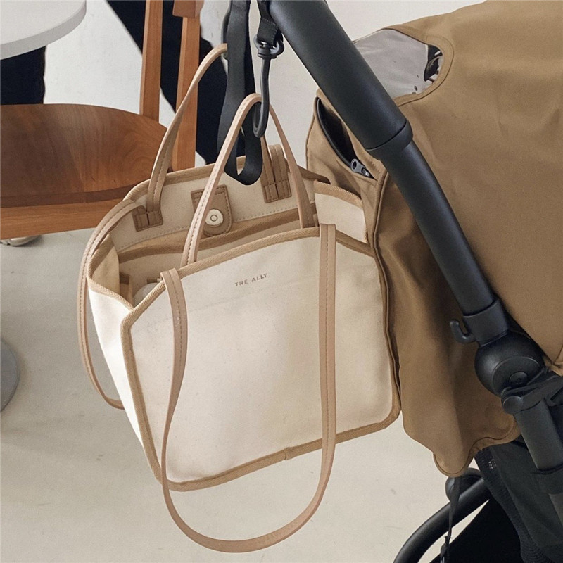 Korean Style ins Mummy Bag Multi-Functional Baby Bag Canvas Lightweight Handbag Lunch Bag Shoulder Crossbody Bag