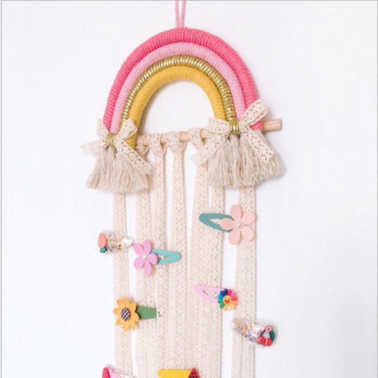 ins Nordic Style Children's Room Decoration Rainbow Hairpin Storage Simple Wall Hanging Baby Headwear Finishing Display Rack