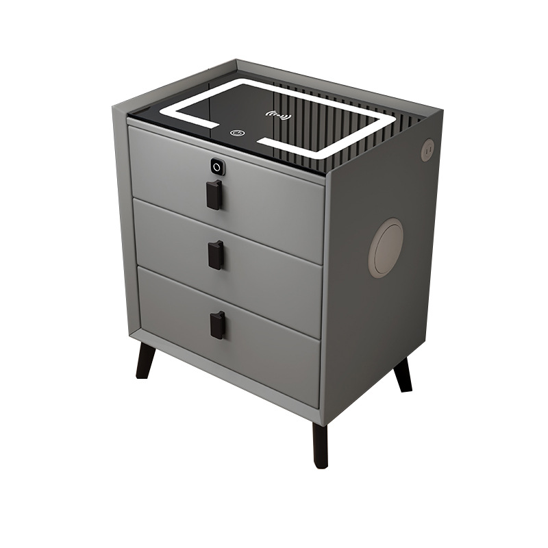Three-drawer smart bedside table wireless charging Bluetooth audio fingerprint lock bedroom multi-functional small Internet celebrity bedside cabinet