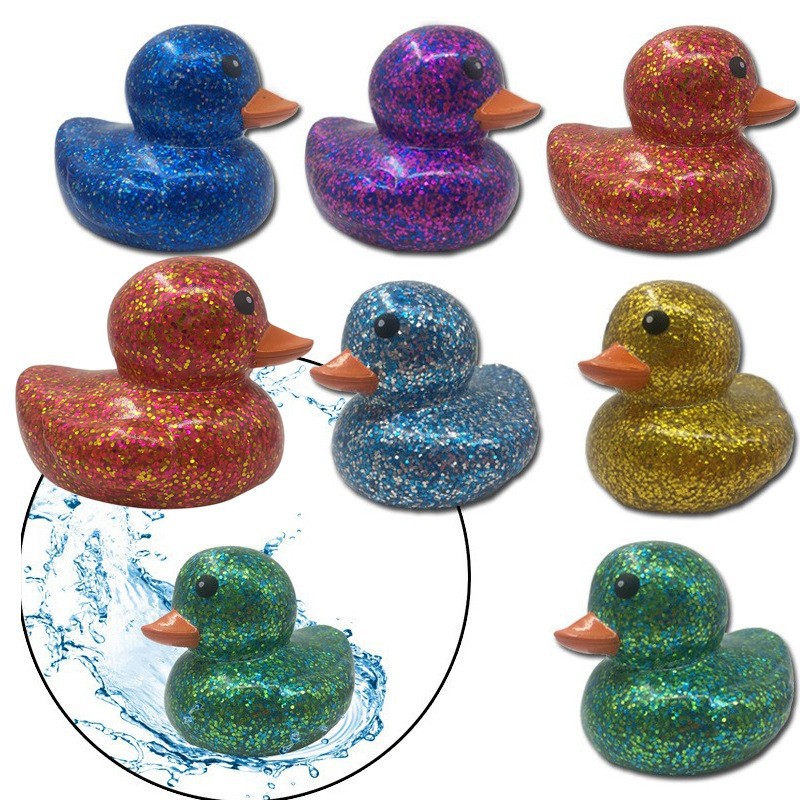 Cross-border hot selling parent-child toys baby bath water playing toys water playing duck kneading sound vinyl gold pink duck