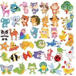 40 pieces combination new Amazon children 5D Diamond painting random stickers animal series DIY Diamond stickers stickers