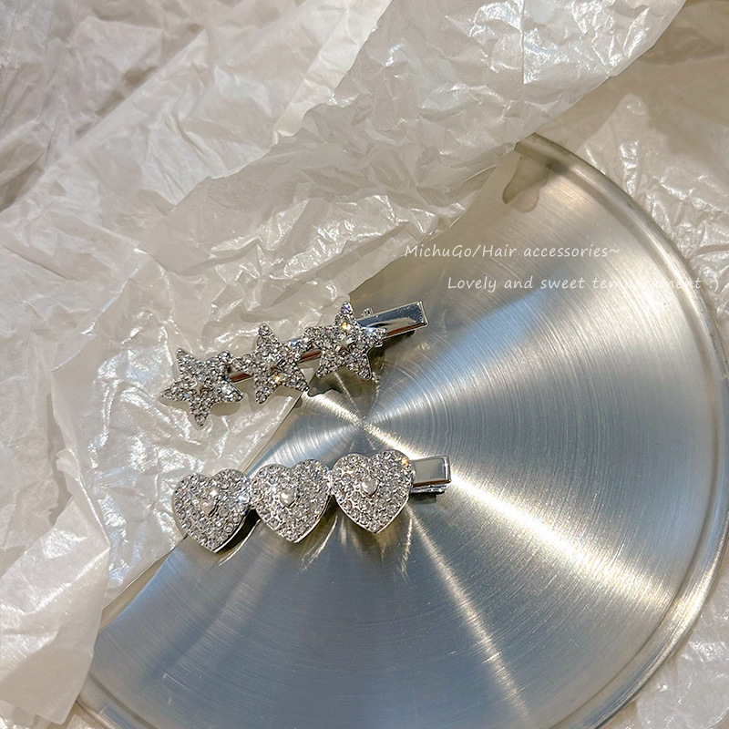 Diamond Star Hairpin Women's Side Bangs Duckbill Clip Headwear Sweet Cool Spice Girl Love High-grade Hairpin New Style