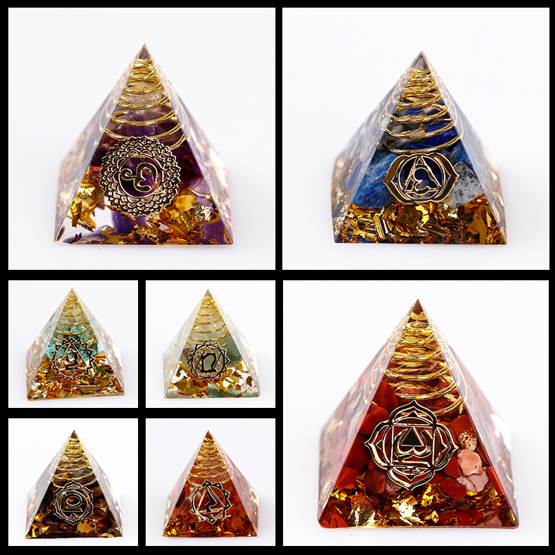 Natural Crystal Gravel Pyramid Glue Drop Decoration Office Desk Desktop Decoration Crystal Tower Decoration Gift