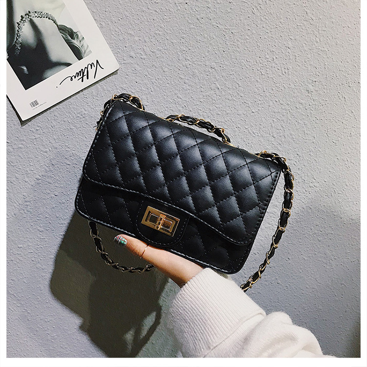 Bag Women's 2022 New Arrival Korean Style Rhombic Plaid Chain Bag Chanel Style Single-shoulder Crossbody Bag Women's Bag All-match Small Square Bag