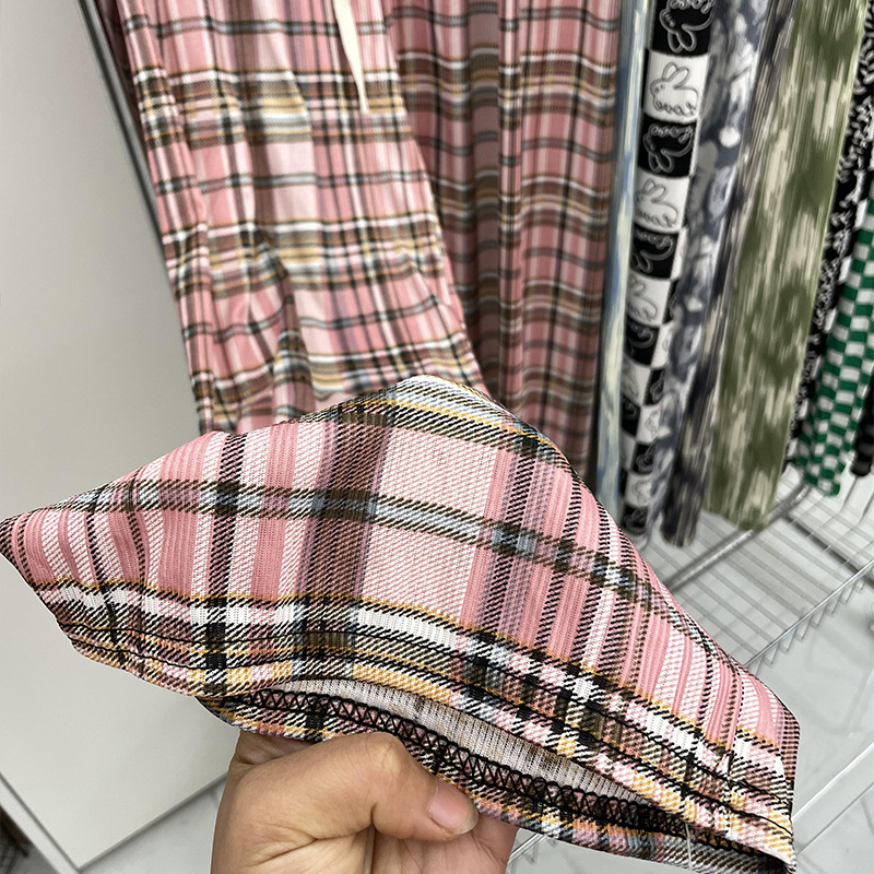 Ice Silk thread wide-leg pants for women spring and summer thin high waist slimming draping casual straight lengthened mop pants