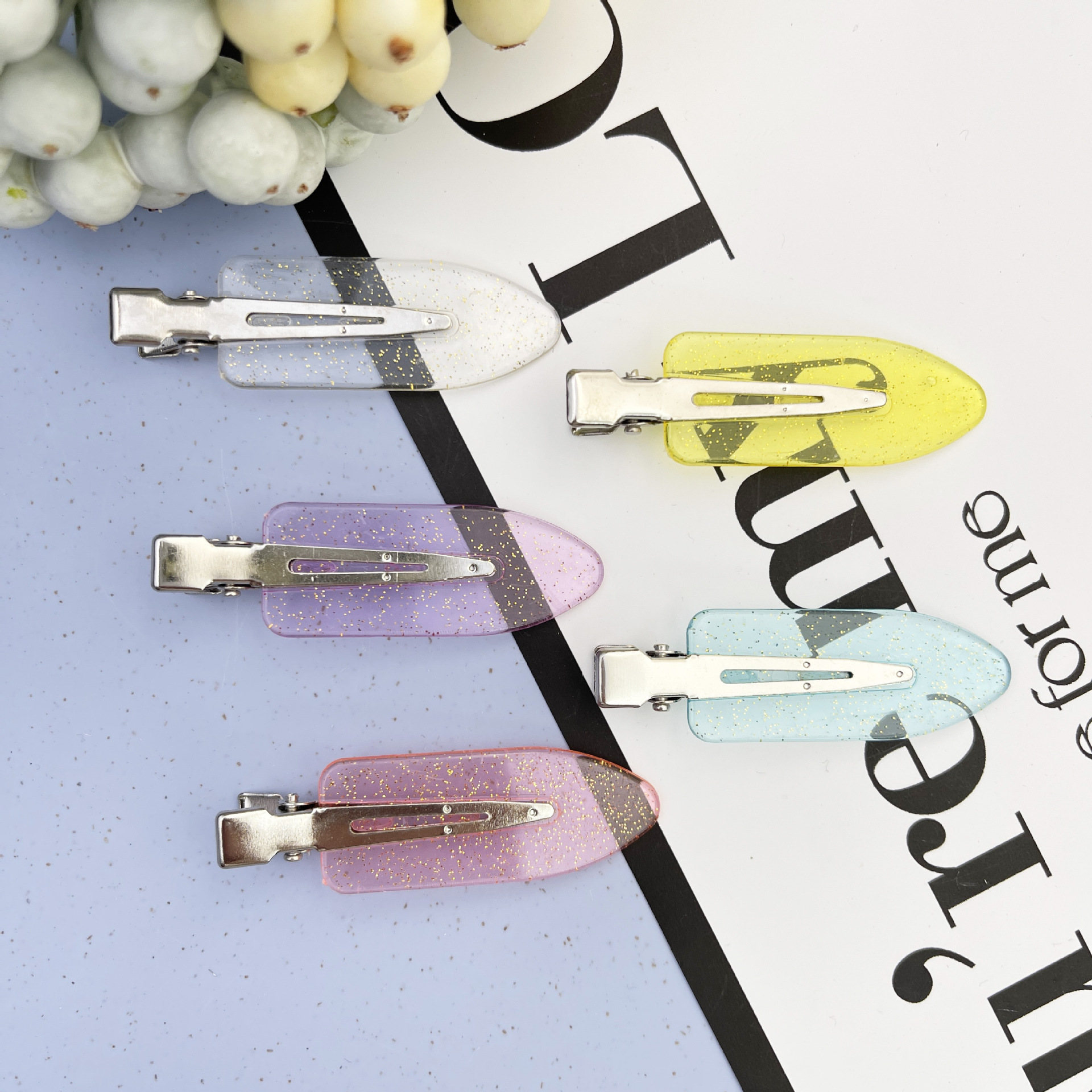 Vernice Macaron Gloss 2024 8 caratteri Fermaglio a becco d'anatra Colore frutta Fermaglio per capelli senza cuciture Accessori per capelli carini Fermaglio laterale Frangia Accessori_voghion.com