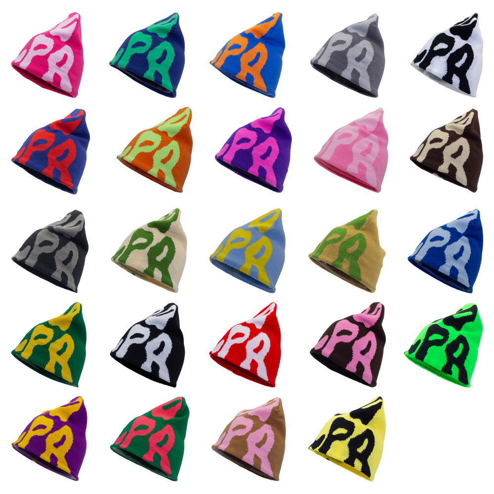 Bean Hat Autumn and Winter Cross-border Foreign Trade Meaculpa Knitted Hat Pullover Multicolor Letters European and American Men and Women Adult Wool