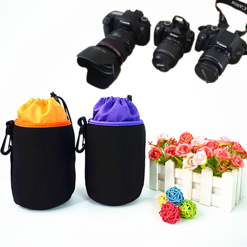 SLR camera lens tube cover cross-border diving material shockproof fleece-lined thickened digital lens bag storage bag wholesale