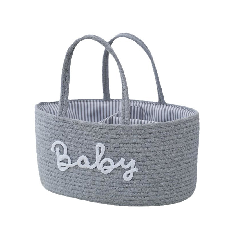 Customized Letter Style Removable Inner Cotton Rope Woven Storage Basket Dry and Wet Separation Diaper Basket Manufacturer Wholesale