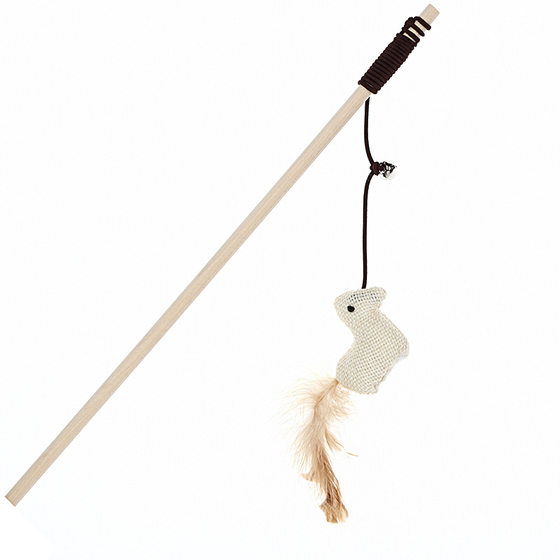 Pet cat ticker wooden pole feather Bell cat ticker Interactive cat toy mouse wooden pole cat ticker cat toy