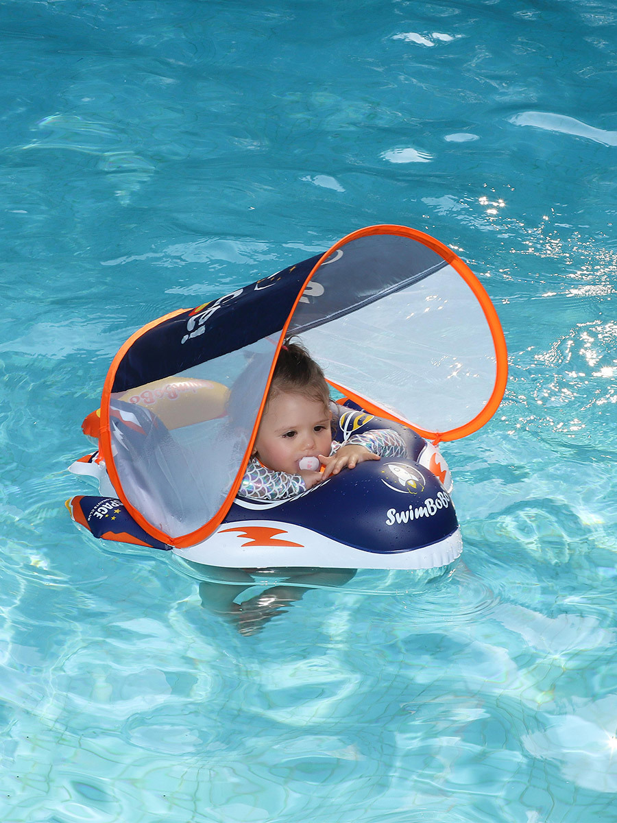 swimbobo Baby Swimming Ring Rocket Shaped Detachable Awning Inflatable Children's Lie Ring Baby Swimming Ring