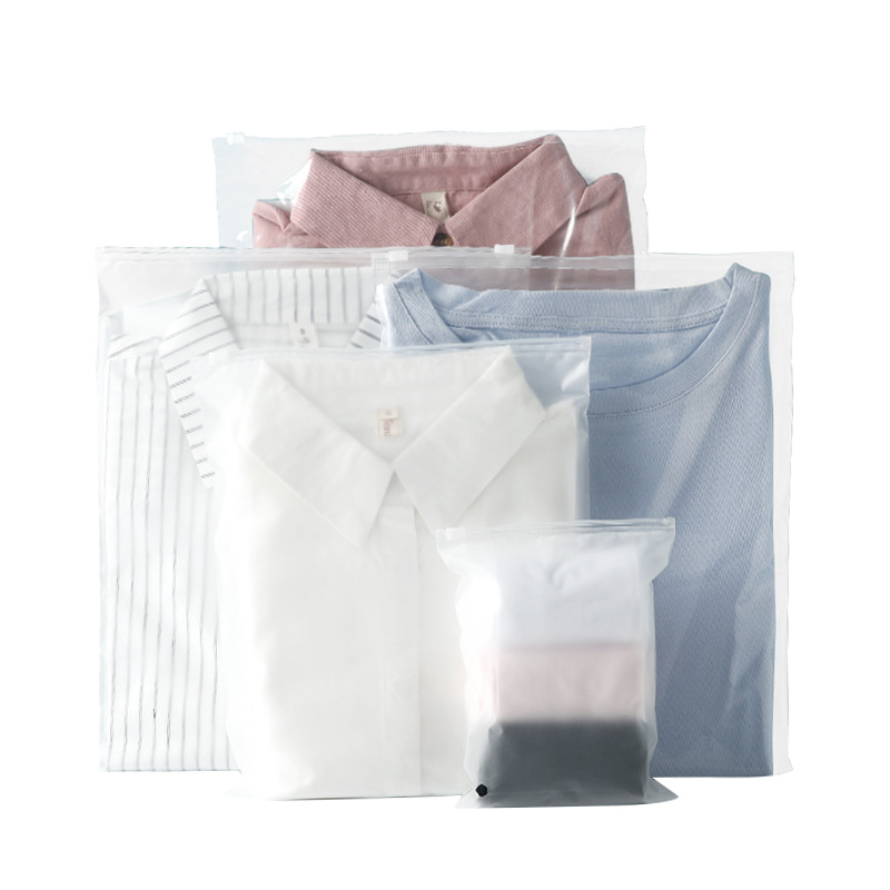 clothing pe zipper bag transparent frosted plastic zipper bag clothes packing zipper packaging bag in stock wholesale