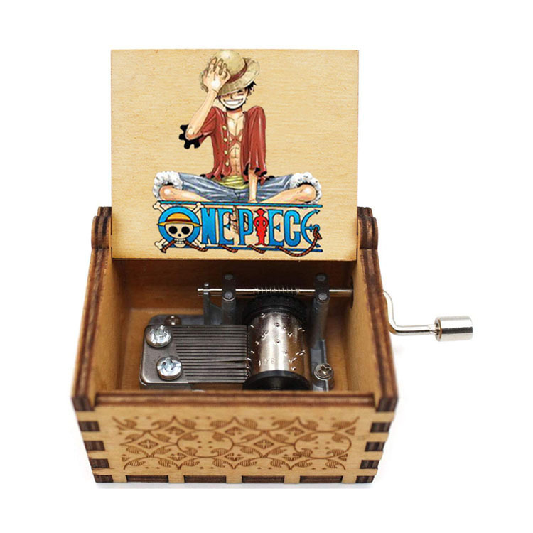 Wooden Hand Music Box Animation Color Printing Music Box Mini Music Box Creative One Piece Wooden Music Box