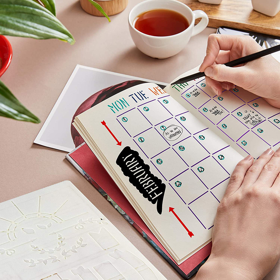 2022 new A5 hand account painting template diary notebook hollow painting template DIY creative graffiti Template