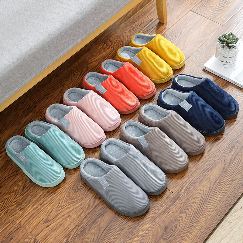 Cotton Slippers Women's Home Autumn and Winter Home Indoor Warm Couple Plush Household Non-Slip Platform Moon Shoes Winter