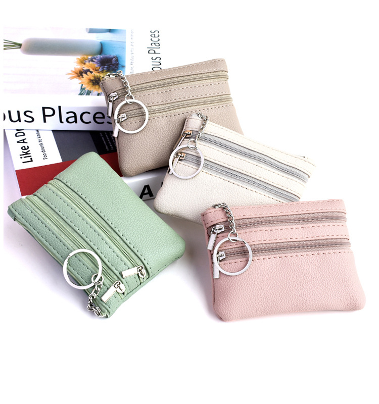 Bolso para llaves de estilo coreano para mujer, de color macarrón, minimonedero sencillo de color sólido para madres, tarjetero pequeño portátil de varias capas, suave_voghion.com