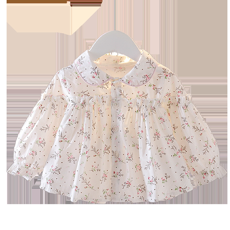 Children's clothing spring girls Korean children's small floral shirt 1-3 years old baby girl Spring children's shirt top tide