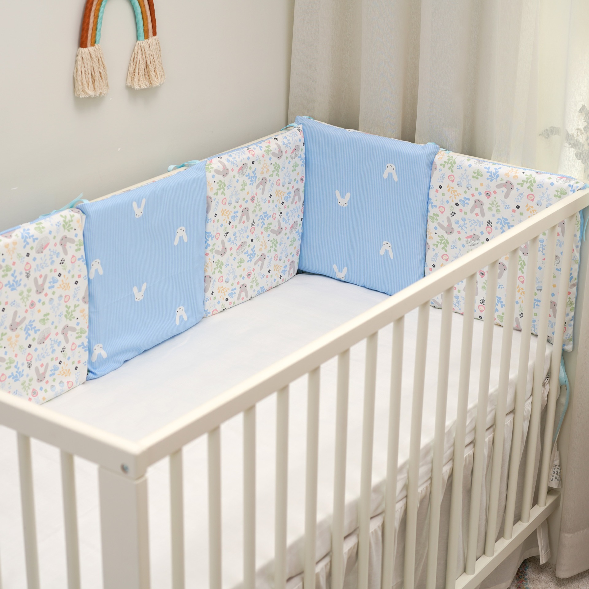 Baby bed baby bedding kit cartoon cotton anti-collision guardrail blue rabbit 30*30*6 removable