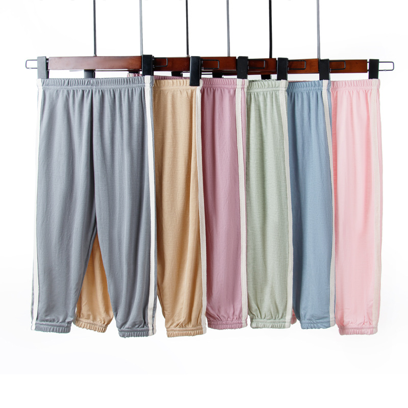 2024 Summer Children's Loose Casual Ice Silk Casual Trousers Big Boy's and Boy's Sidebar Leg Trousers